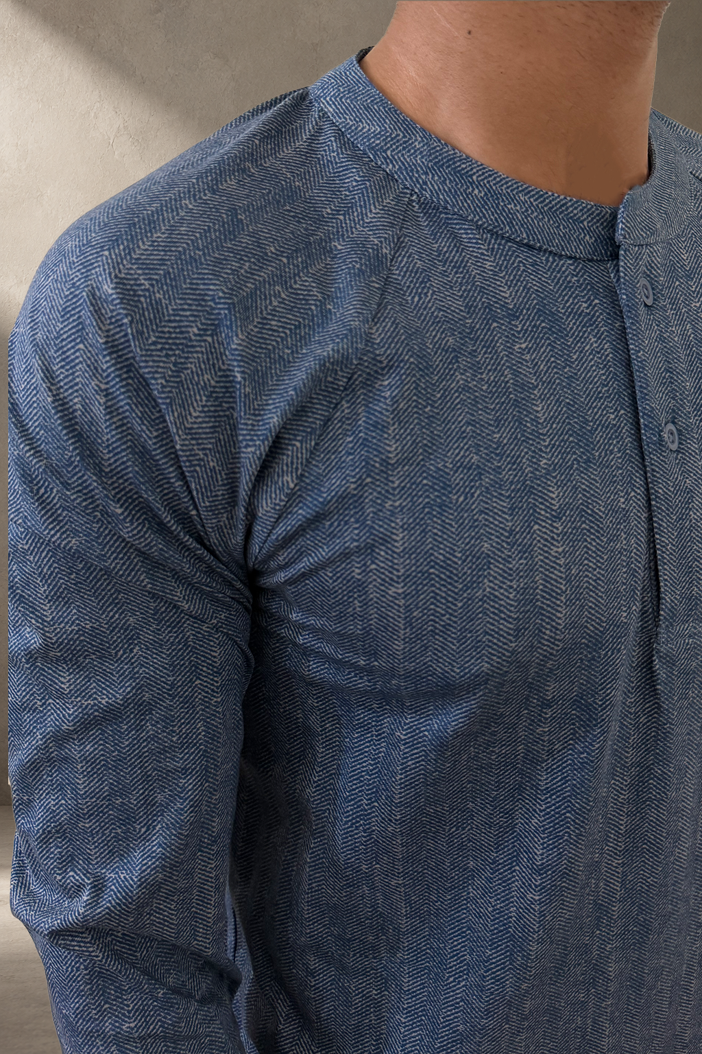 Fabric detail of Kyntsugi Herringbone Henley